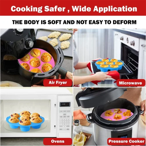 7 Hole Silicone Cake Mold for Air Fryer and Microwave - Food Grade Baking Tool