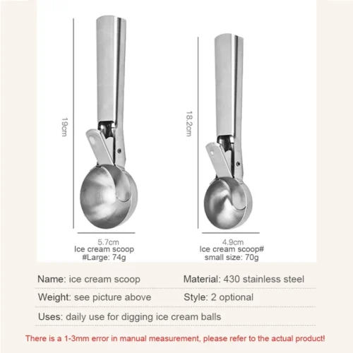Versatile Stainless Steel Scoop | Ideal for Ice Cream and Fruit