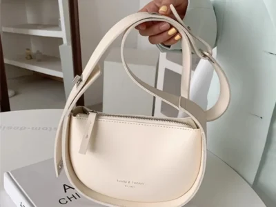 Semicircle Saddle Shoulder Bag - Adjustable Wide-Strap Crossbody Bag
