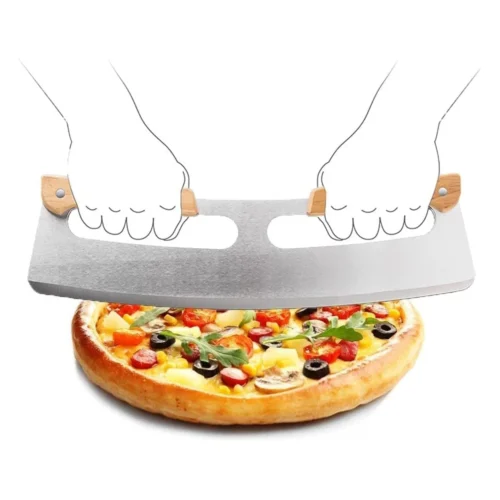 Large Stainless Steel Pizza Cutter - 14-Inch Rocker Blade with Cover for Effortless Slicing