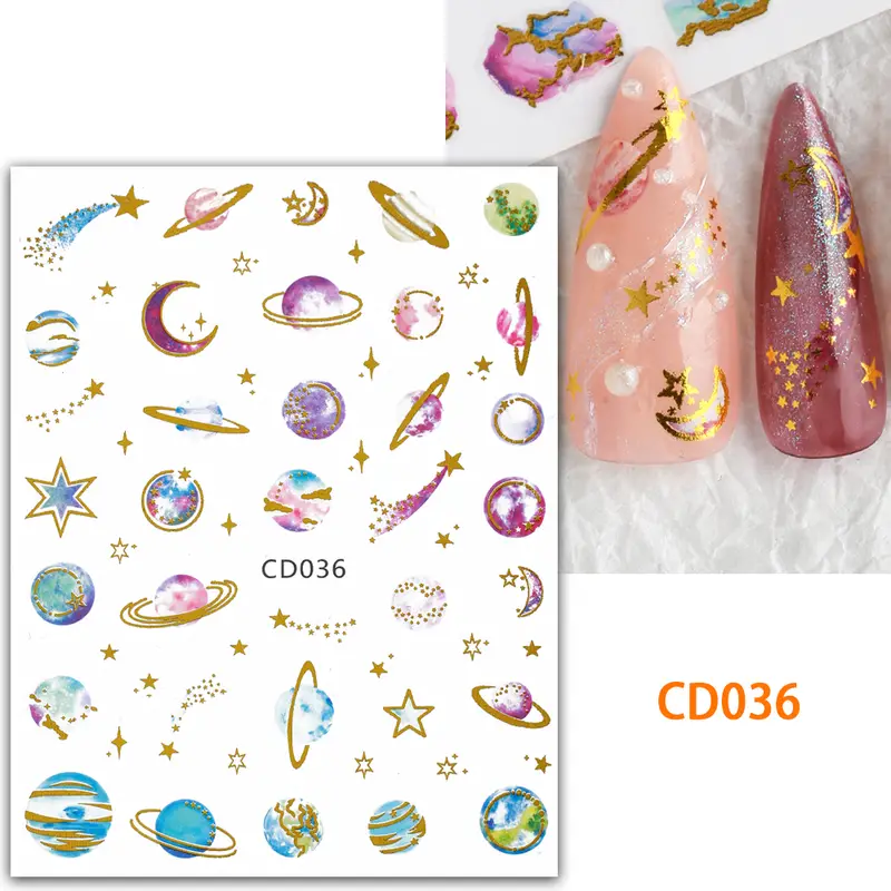 Cute Spring Summer Nail Art Stickers: Self-Adhesive Acrylic Nail Art Decals for DIY Manicure Tips - Featuring Foil Paper Printing for Creative Acrylic Nails Art Designs - A Perfect Gift for Women and Girls