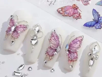 5D Embossed Butterfly Nail Art Stickers: Self-Adhesive Butterfly Wing Nail Art Decals for DIY - Nail Art Supplies Perfect for Women and Girls