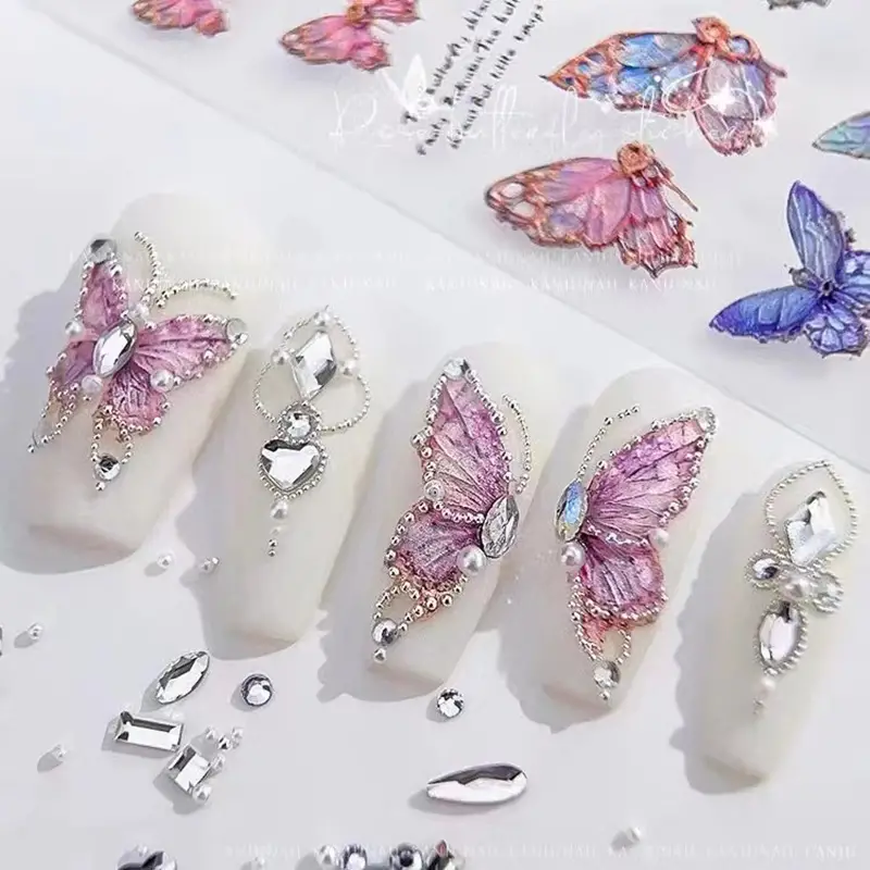 5D Embossed Butterfly Nail Art Stickers: Self-Adhesive Butterfly Wing Nail Art Decals for DIY - Nail Art Supplies Perfect for Women and Girls