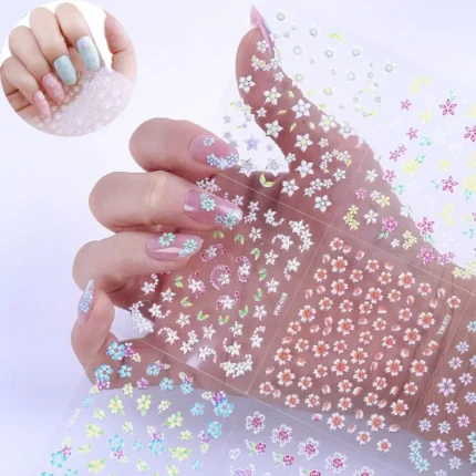 30 Sheets of 3D Flower Nail Art Stickers: Self-Adhesive Nail Decals for DIY Nail Salons - Nail Art Supplies for Women and Girls