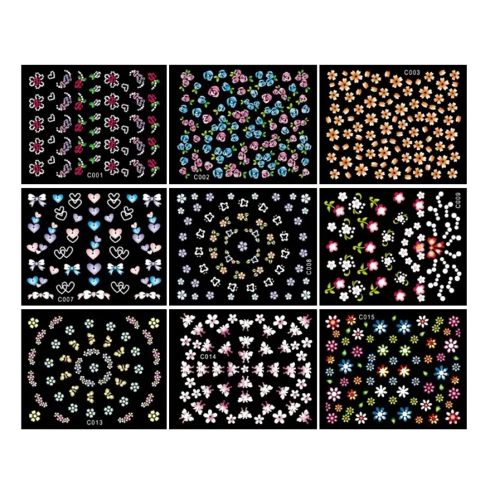 30 Sheets of 3D Flower Nail Art Stickers: Self-Adhesive Nail Decals for DIY Nail Salons - Nail Art Supplies for Women and Girls