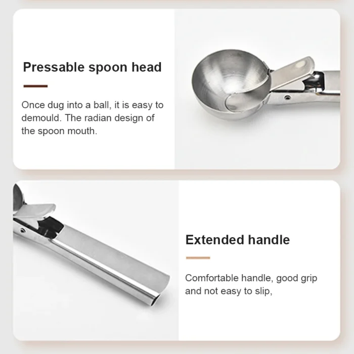 Versatile Stainless Steel Scoop - Perfect for Ice Cream and Fruit - Essential Kitchen Tool