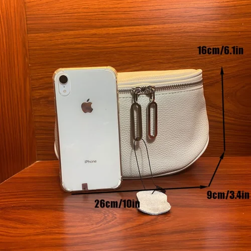 Genuine Leather Shoulder Bag - Trendy Cowhide Crossbody Saddle Bag for Women