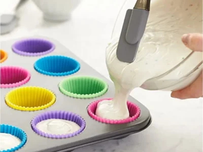 Set of 12 Colorful Silicone Cake Cup Liners – Perfect Muffin and Cupcake Baking Molds
