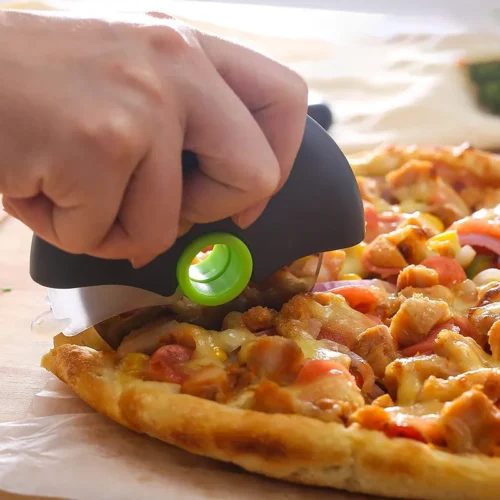 Stainless Steel Round Wheel Cutting Knife for Pizza - Versatile Roller Cutter for Dough, Pastry, and Baking