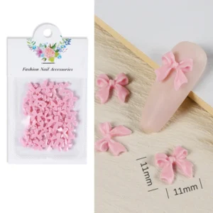 50pcs/Bag 3D Pink Bowknot Shaped Nail Art Charms: Resin Bow Nail Parts for DIY Jewelry, Manicure Decorations, and Accessories