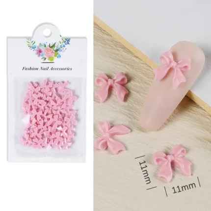 50pcs/Bag 3D Pink Bowknot Shaped Nail Art Charms: Resin Bow Nail Parts for DIY Jewelry, Manicure Decorations, and Accessories