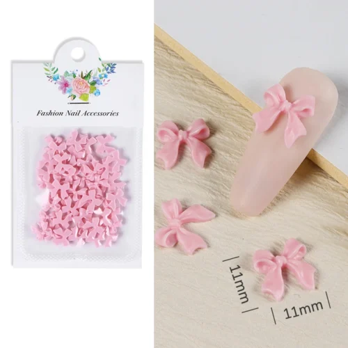 50pcs 3D Pink Bow Nail Art Charms - Decorations for Manicure