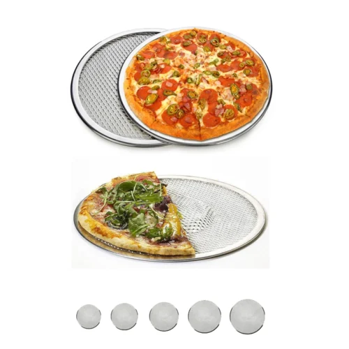 Aluminum Mesh Pizza Screen - Round Baking Tray for Thin Crust Pizzas
