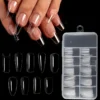 Short Square Almond Coffin Nail Tips - 100Pcs Clear Soft Nail Tips: Full Cover Gel Nails Tips Pre-Shaped for Extensions, Easy for Home DIY Nail Salon