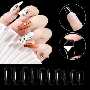 Short Square Almond Coffin Nail Tips - 100Pcs Clear Soft Nail Tips: Full Cover Gel Nails Tips Pre-Shaped for Extensions, Easy for Home DIY Nail Salon