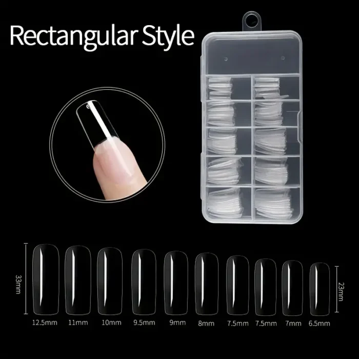Short Square Almond Coffin Nail Tips - 100Pcs Clear Soft Nail Tips: Full Cover Gel Nails Tips Pre-Shaped for Extensions, Easy for Home DIY Nail Salon