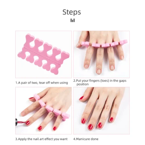 50pcs Pink Nail Art Toe Separators: Soft Gel UV Tools for Easy Polish Application, Ideal for Manicure and Pedicure