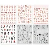 Nail Art Stickers: Sweet Rabbit and Chinese Style Ink Painting Rose Nail Decals - Self-Adhesive Nail Supplies for Women and Girls, Elevate Your Nail Art Design