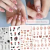 Nail Art Stickers: Sweet Rabbit and Chinese Style Ink Painting Rose Nail Decals - Self-Adhesive Nail Supplies for Women and Girls, Elevate Your Nail Art Design