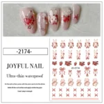 Nail Art Stickers: Sweet Rabbit and Chinese Style Ink Painting Rose Nail Decals - Self-Adhesive Nail Supplies for Women and Girls, Elevate Your Nail Art Design