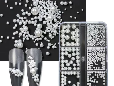 Sparkling Nail Art Gems in 6 Grids: Tiny Pearls and Rhinestones for Nails - Elevate Your Nail Art with Eye-Catching Jewels