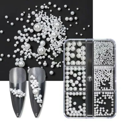Sparkling Nail Art Gems in 6 Grids: Tiny Pearls and Rhinestones for Nails - Elevate Your Nail Art with Eye-Catching Jewels