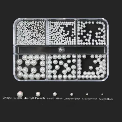 Sparkling Nail Art Gems in 6 Grids: Tiny Pearls and Rhinestones for Nails - Elevate Your Nail Art with Eye-Catching Jewels