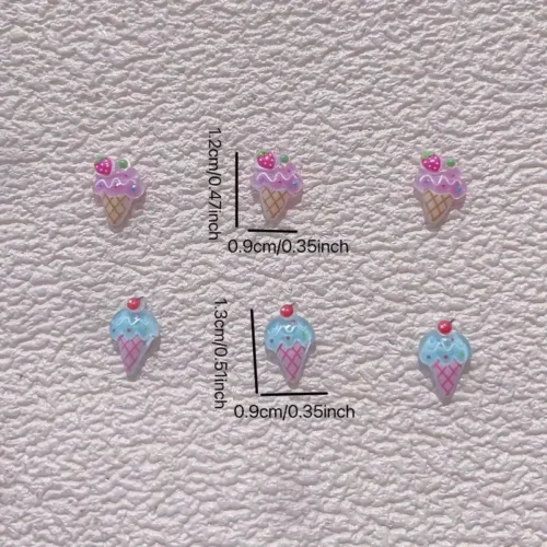 30pcs Ice Cream Nail Art Charms: Transparent Strawberry Ice-Cream Nail Art Jewelry - Perfect for DIY Nail Creations and Professional Nail Salons, Must-Have Nail Art Accessories