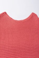Cozy Elegance-Solid Loose-Knit Sweater with Short Dolman Sleeves