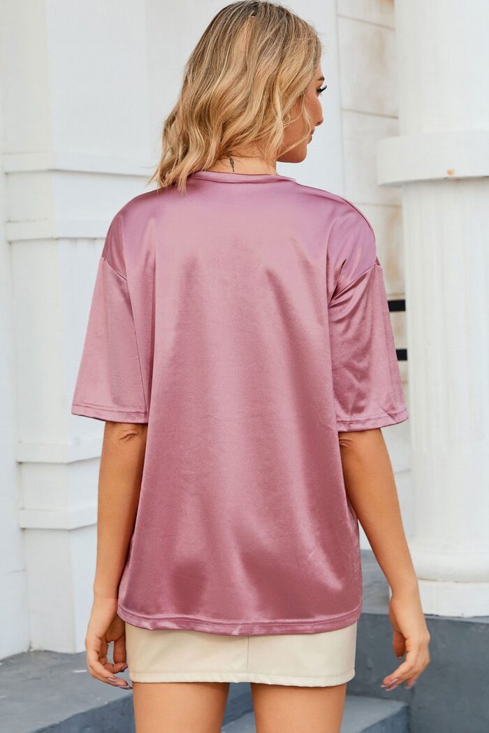 Pretty in Pink- Loose Fit T-Shirt with Convenient Chest Pocket