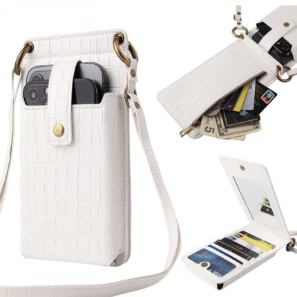 Versatile Crocodile-Pattern Crossbody Bag / Phone Holder and Wallet in One