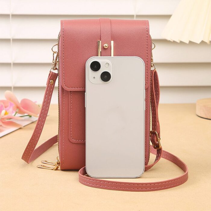 Stylish Transparent Window Crossbody Shoulder Bag with Touch Screen Phone Compartment for Women