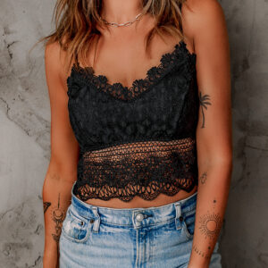 Chic and Alluring Black Lace Bralette Crop Top