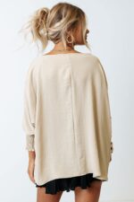 Stylish Apricot Shift Top with Smocked Wrist Detail