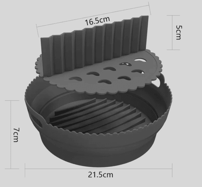 Round Silicone Air Fryer Basket Plate - Reusable and Foldable Air Fryer Cooking Accessory, BPA-Free, and Ideal for Baking - A Handy Airfryer Tool