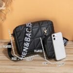 Elevate Your Style with Letter Print Wide Shoulder Strap Small Square Bag and Large Capacity Cell Phone Crossbody Bags