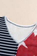 Blue Stripes and Stars Knit Short Sleeve Top - A Patriotic Delight