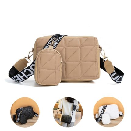 Elevate Your Style with Letter Print Wide Shoulder Strap Small Square Bag and Large Capacity Cell Phone Crossbody Bags
