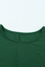 Green Shift Top with Stylish Smocked Wrist Detail