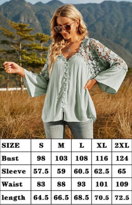 Deep V-Neck Chiffon Blouse for Women - Stylish and Versatile Pullover Top