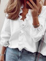 Spring/Summer Long-sleeved Ruffled Shirt for Women: New Fashionable Design