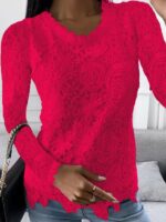 Casual and Elegant Long-Sleeved Lace Top - New Arrival