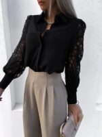 Hot Selling Women's Color Lace Stitching Shirt for Spring and Summer