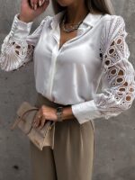 Hot Selling Women's Color Lace Stitching Shirt for Spring and Summer