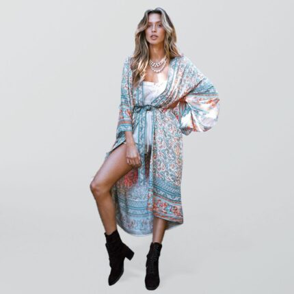 Vacation Casual Cotton Printed Cardigan- Beach Cover-Up
