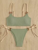 Stylish Solid Color Bikini Set with Hoop Detail