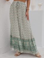 Women's Latest High Waist Printed Breasted Button Slit Skirt