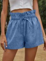 Stylish High-Waisted Lace-Up Wide Leg Shorts for Women