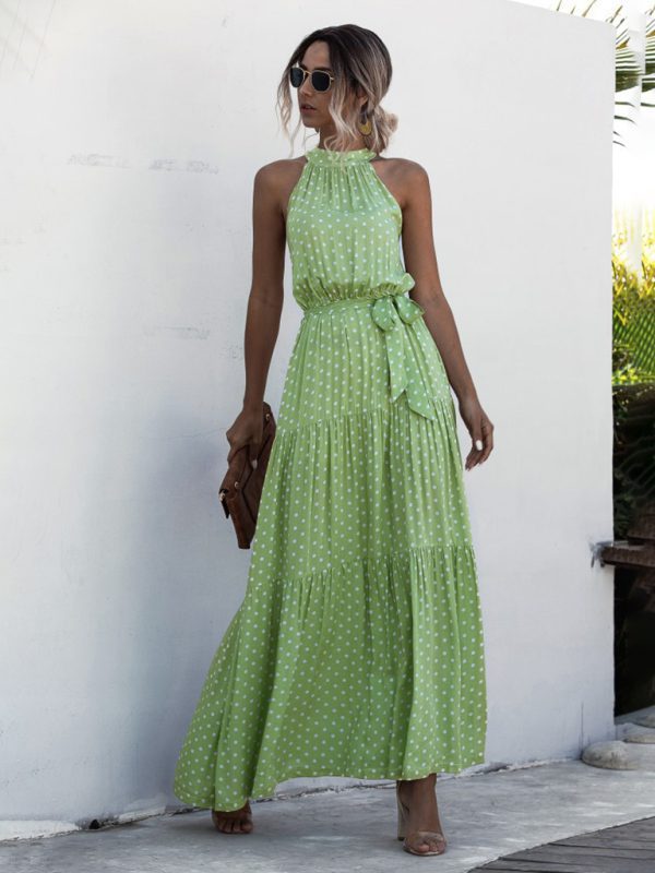 Chic Polka Dot Print Halter Neck Tie Dress – Your New Go-To Dress