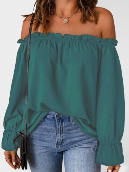 Sexy Off-Shoulder Chiffon Shirt: Solid Color Pullover with a Unique One-Neck Design